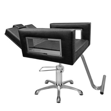 Imagem de Cadeira Poltrona de Cabeleireiro Recl Moderna Inox Preto