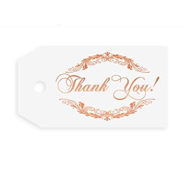 Imagem de Etiqueta de presente Thank You! Pacote com 40 unidades, impressão em alumínio, papel branco, lembrancinhas de festa de casamento, Thank You! Rose Gold