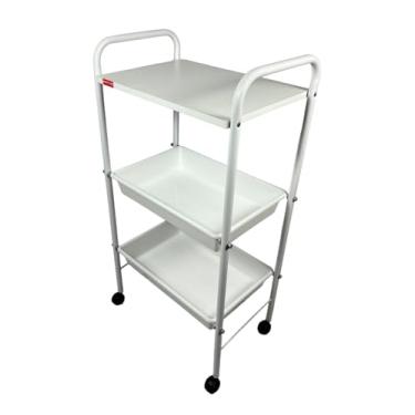 Imagem de CARRINHO AUXILIAR 1 TAMPO MDF E 2 BANDEJAS PLÁSTICAS BRANCO