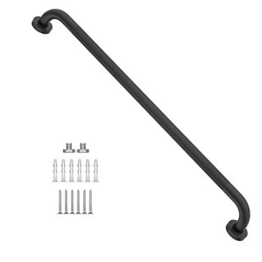 Imagem de Barra de apoio de chuveiro antiderrapante de 81 cm com óleo preto esfregado a óleo de 3,2 cm de diâmetro, barra de apoio de banheiro Munzong, barra de equilíbrio serrilhada para banheiro, suporte de trilho de mão de segurança para deficientes idosos alça de banho