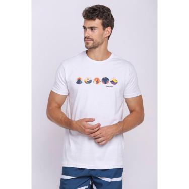 Imagem de Camiseta Masculina Malha Collection Circulos Polo Wear Branco-Masculino