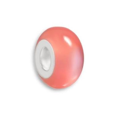 Imagem de Berloque Charm Separador Murano Rosa Transparente Banhado a Prata-Unissex