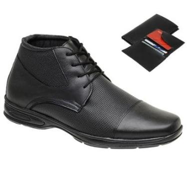 Imagem de Bota Casual Cano Baixo em Couro Botina Coturno Masculino com Carteira-Masculino
