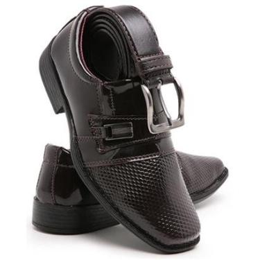 Imagem de Kit Sapato Social Infantil Masculino Verniz Com Cinto 448 Preto-Masculino