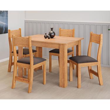 Imagem de Mesa de Jantar Retangular Prates Com 4 Cadeiras Brisa Cobre/Bombom - Casa Giulia