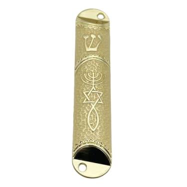 Imagem de Baoblaze 4.1 polegada judaica mezuzah caso capa porta ornamento símbolo de prosperidade artesanal judaica presente para dentro de casa ao ar livre multiuso, Bege