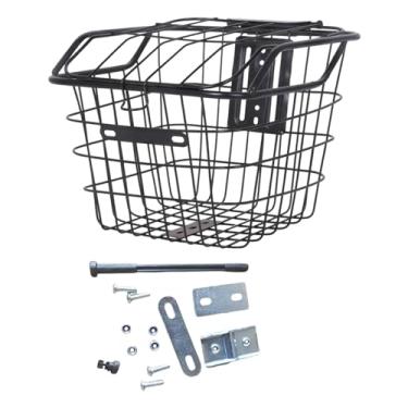 Imagem de Colaxi Cesta traseira dianteira de fio de metal de bicicleta com tampa recipiente de carga quadro reforçado universal para mountain bike