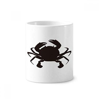 Imagem de Suporte para caneta de escova de dentes de organismo marinho com padrão de caranguejo preto Caneca de cerâmica branca 355 ml