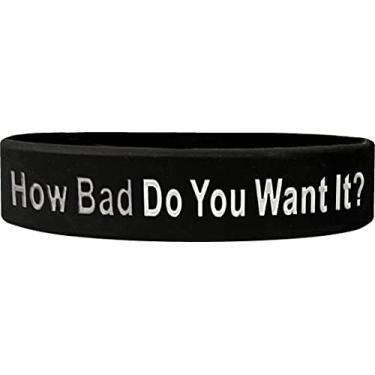 Imagem de We Keep You Motivated Pulseiras motivacionais de silicone – Inspiração para atletas profissionais, academia, fitness, esportes – unissex, adulto, homens, mulheres, adolescentes (quão ruim você quer (preto), padrão)