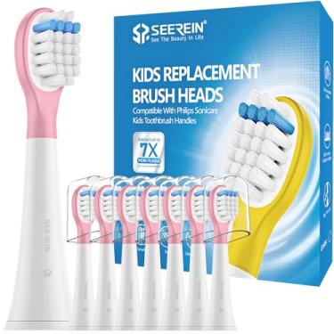 Imagem de SEEREIN Cabeça de escova de dentes infantil compatível com Philips Sonicare Cabeças de substituição para crianças Philips Sonicare Hx6340 hx6330 hx6320 hx6321 para crianças meninos Gril 3+, rosa,