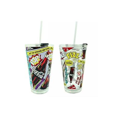 Imagem de Copo Com Tampa e Canudo Estilo Geek e Quadrinhos Envio Aleatório Garantindo a Surpresa 450 ml