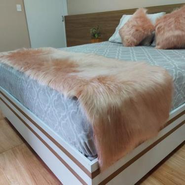Imagem de Peseira Decorativa Cama Queen Casal Pelúcia Pelo Alto - 2,00X0,50 M - 