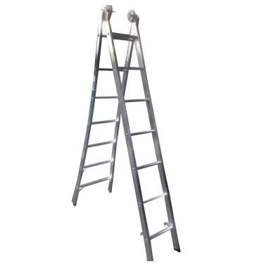 Imagem de Escada Extensiva Profissional Esticável Dupla 7 Degraus - Alumínio - 57 - Real Escadas