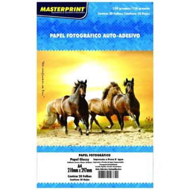 Imagem de Papel Fotográfico A4 130g Adesivo Glossy Masterprint 20 Folhas