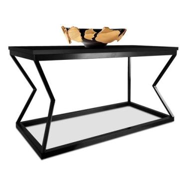 Imagem de Mesa De Centro Mond Retangular Tampo Mdf Sala Decoração Preta/Preta - 