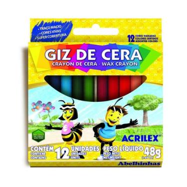 Imagem de Kit Giz De Cera Longo Fino 12 Cores 48G Acrilex 20 Unidades