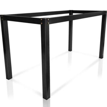 Imagem de Base De Mesa Retangular Olten Preta P/ Tampos de 1,20x0,80 Vidro Pedra