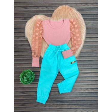 Imagem de Roupa Feminina Infantil Blusa Tule Calça Jogger Blogueirinha - AK FASH
