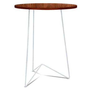 Imagem de Mesa de Canto Lateral Alta Redonda Sala Athenas Tripé - Branca e Villa