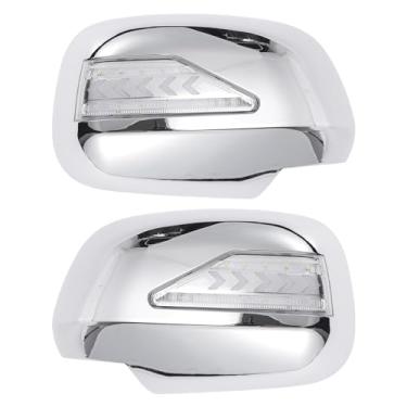 Imagem de X AUTOHAUX Par de tampa do espelho do passageiro do motorista do carro com sobreposição cromada para Lexus RX330 RX300 RX350 RX450h 2003-2008 compatível com lâmpadas LED de seta