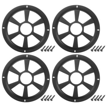 Imagem de ACROPIX Capa universal para grades de alto-falante de carro de 20.3 cm redonda caixa protetora de subwoofer de 20 polegadas com parafusos de montagem preto - pacote com 4