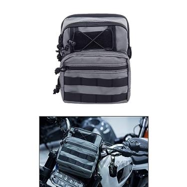 Imagem de FVMOTO Universal Club Style Utility Molle Traveller Bar Guidão T-Bar Bag Handle Bags, Apto Para Harley Dyna Street Bob FXBB Softail Sportster, Bolsa de Ferramentas Bolsa de Armazenamento de Tronco, Gunship Gray
