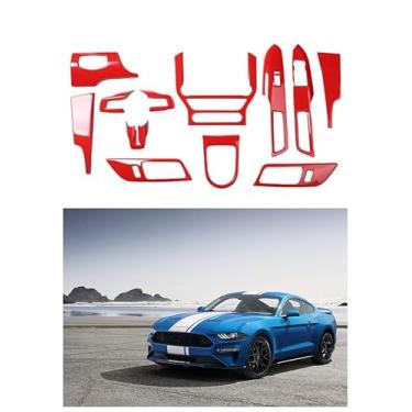 Imagem de IKUESM 15-20 compatível com Ford Mustang Volante Painel de controle Interruptor da janela da porta Interior Patch interno 3 unidades 12 unidades/conjunto Vermelho Preto Adequado para modo de conduçã