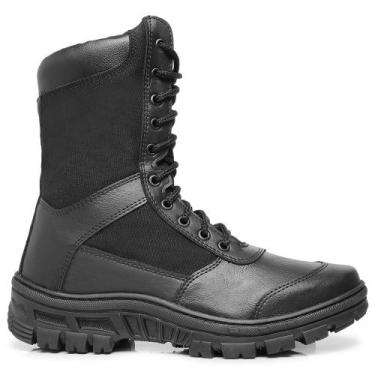 Imagem de Bota Coturno Masculino Cano Alto Tático Cadarço Zíper Resistente Sola 