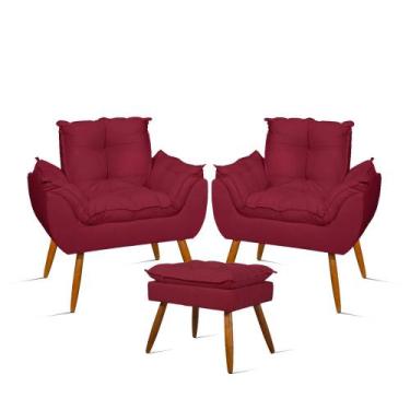 Imagem de Kit 02 Poltronas Decorativas + 01 Puff Para Apoio dos Pés - B Balaqui 