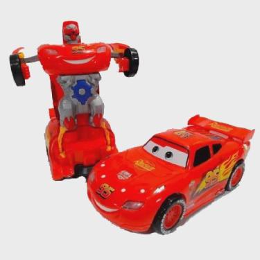 Imagem de Carrinho Super Robots relámpago mcqueen Carro Vira Robô Emite Luz Som 