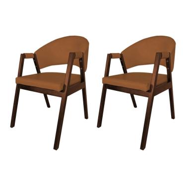 Imagem de Kit 2 Cadeiras De Jantar Madeira Maciça Mogno Premium Helen Facto Caramelo