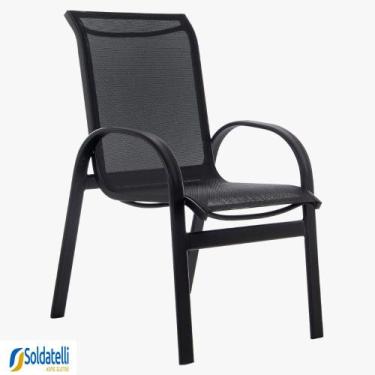 Imagem de Cadeira Outdoor Lótus Estrutura Preta com Tela Sling Preta ou Mesclado