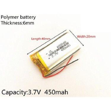 Imagem de (2peças) 450 Mah 3,7v 2 Fios 602040 6mm X 20mm X 40mm - KMIG
