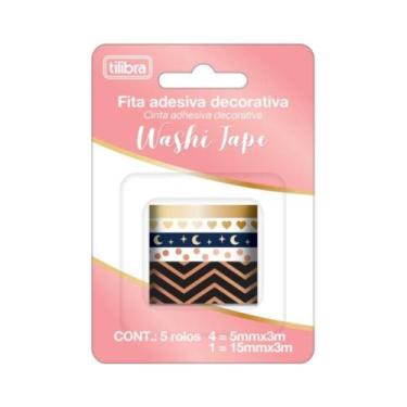 Imagem de Kit fita adesiva washi tape metálica (5 peças) - Tilibra