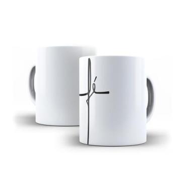 Imagem de Xícara Branca Porcelana Força, Foco e Fé + Caixinha - RYLLO