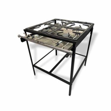Imagem de Fogão Preto 4 Bocas Simples Restaurante Zepper ZPFG04S