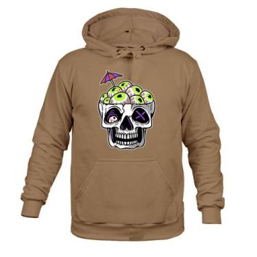 Imagem de Moletom 100% Algodão Canguru Caveira Olhos - Surprass, Bege, GG
