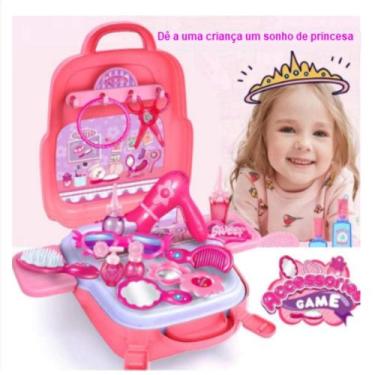 Imagem de Brinquedo De Menina Maleta Salão De Beleza Com Alça Mochila Brincando 