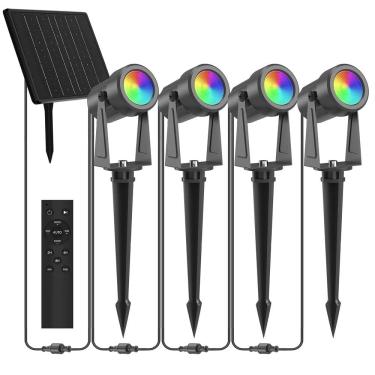 Imagem de Holofotes solares ZYAN Christmas RGBW com controle remoto 4Pk