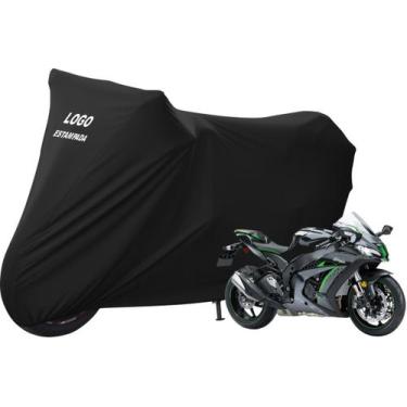 Imagem de Capa Para Moto Kawasaki ZX-10R SE Com Logo - Mz, Preta