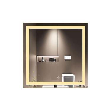Imagem de Espelho jateado quadrado iluminado com led quente e touch 80x80cm - Wo