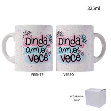 Imagem de Caneca 325ml Dinda Amo Você Com Caixa - LARANJA E MIMOS