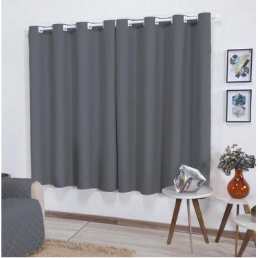 Imagem de Cortina Parys 3,00m X 1,70m Cinza Escuro P/ Varão 2m Sala J* - Enxovai