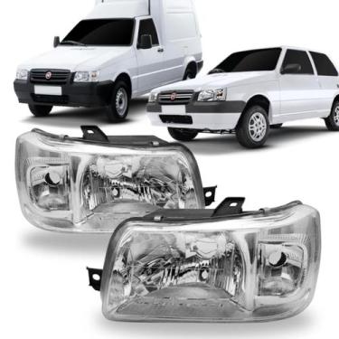 Imagem de Par farol uno fiorino 2004 05 06 07 08 09 10 11 12 2013 crom - BIBAS