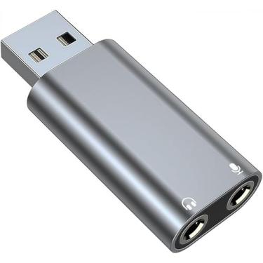 Imagem de pastall Adaptador de áudio USB para conector de 3,5 mm, adaptador USB para auxiliar placa de som estéreo externa, um adaptador macho para fone de ouvido para PS4/PS5/fone de ouvido/Mac/Linux/laptop