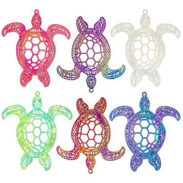 Imagem de COLIGREE 24 peças de pingentes de oceano variados deslumbrantes enfeites coloridos de filigrana de metal oco pingentes de animais marinhos para fazer joias faça você mesmo, brincos, colares,