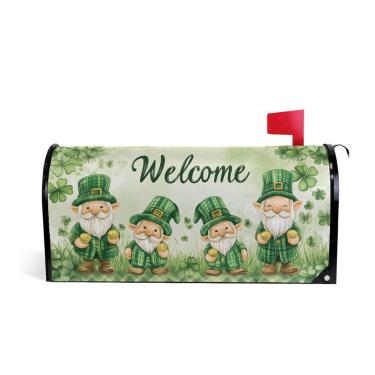 Imagem de ALAZA Chapéu de duende verde, moeda de trevo Patrick02, capa magnética para caixa de correio, envoltórios, jardim, quintal, decoração de casa para fora tamanho padrão 45,7 cm x 52,8 cm