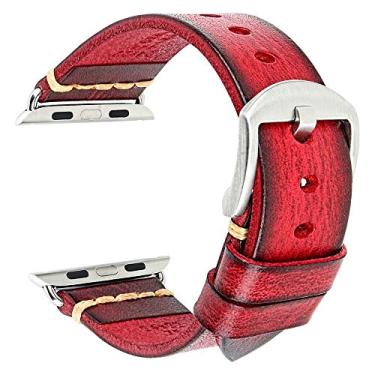 Imagem de REZERO Pulseiras para smartwatch compatíveis com Apple Watch, pulseiras de relógio de couro curtido vegetal de substituição para iWatch 38, 40, 41, 42, 45, 49 mm, homens, mulheres, presentes, Fivela