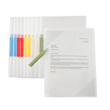 Imagem de INDKOPVA Capas de plástico para relatórios com clipe giratório, 10 peças, pastas de arquivo, tamanho de folha A4, capas transparentes para apresentação de documentos, currículo, escritório, escola