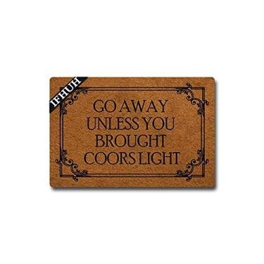 Imagem de IFHUH Go Away Unless You Brought Capacho engraçado bem-vindo tapete de porta da frente tapete de borracha antiderrapante capacho engraçado tapete interior exterior 60 cm (L) x 40 cm (C)